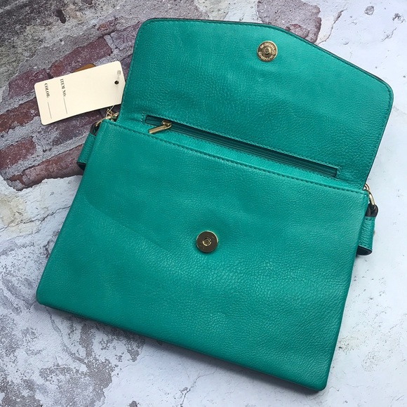 🆕Teal Green Color Crossbody or Shoulder Purse Flap magnetic snap closure - Picture 4 of 11